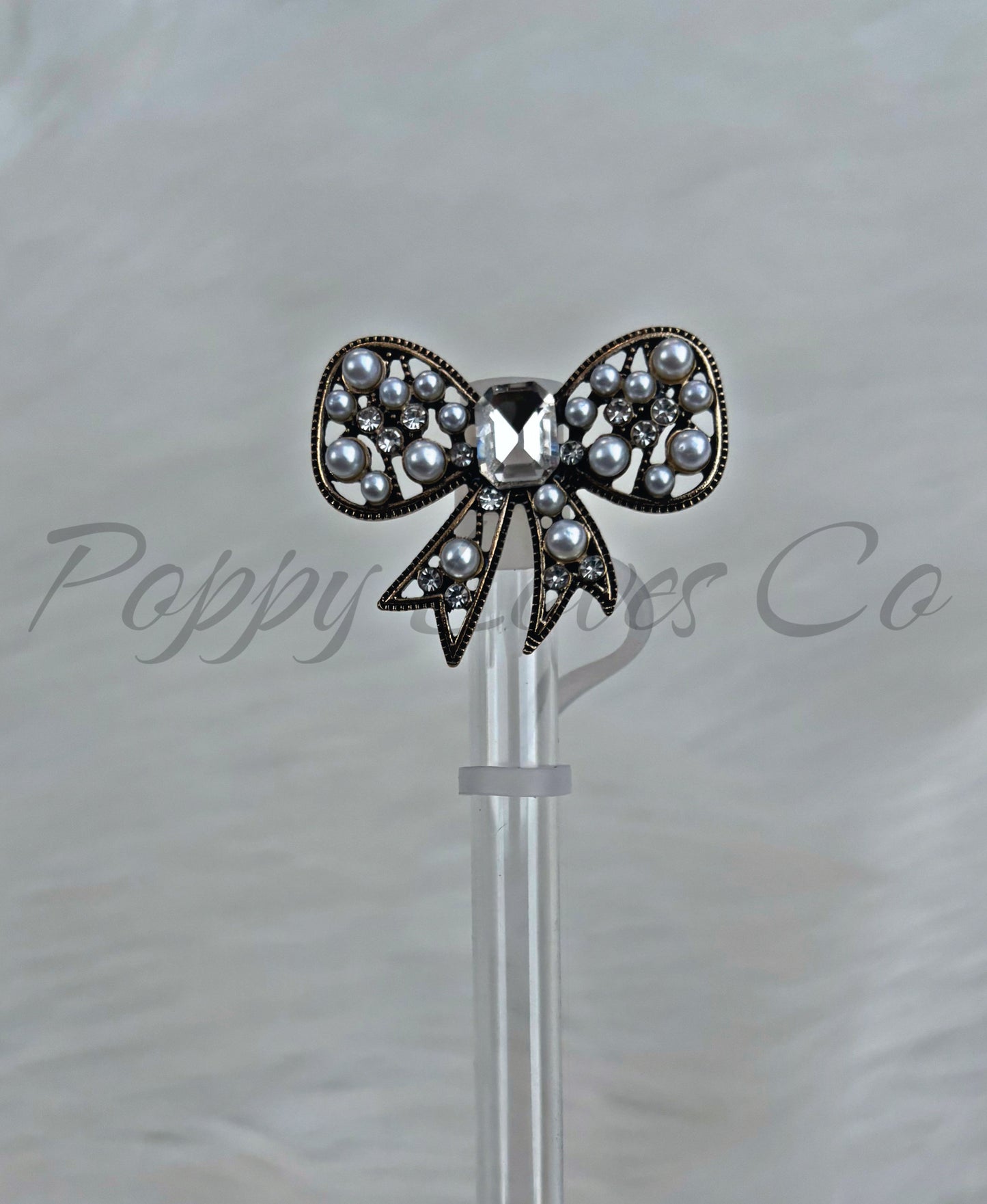 Garniture de paille en métal de luxe Diamond Bow Gold