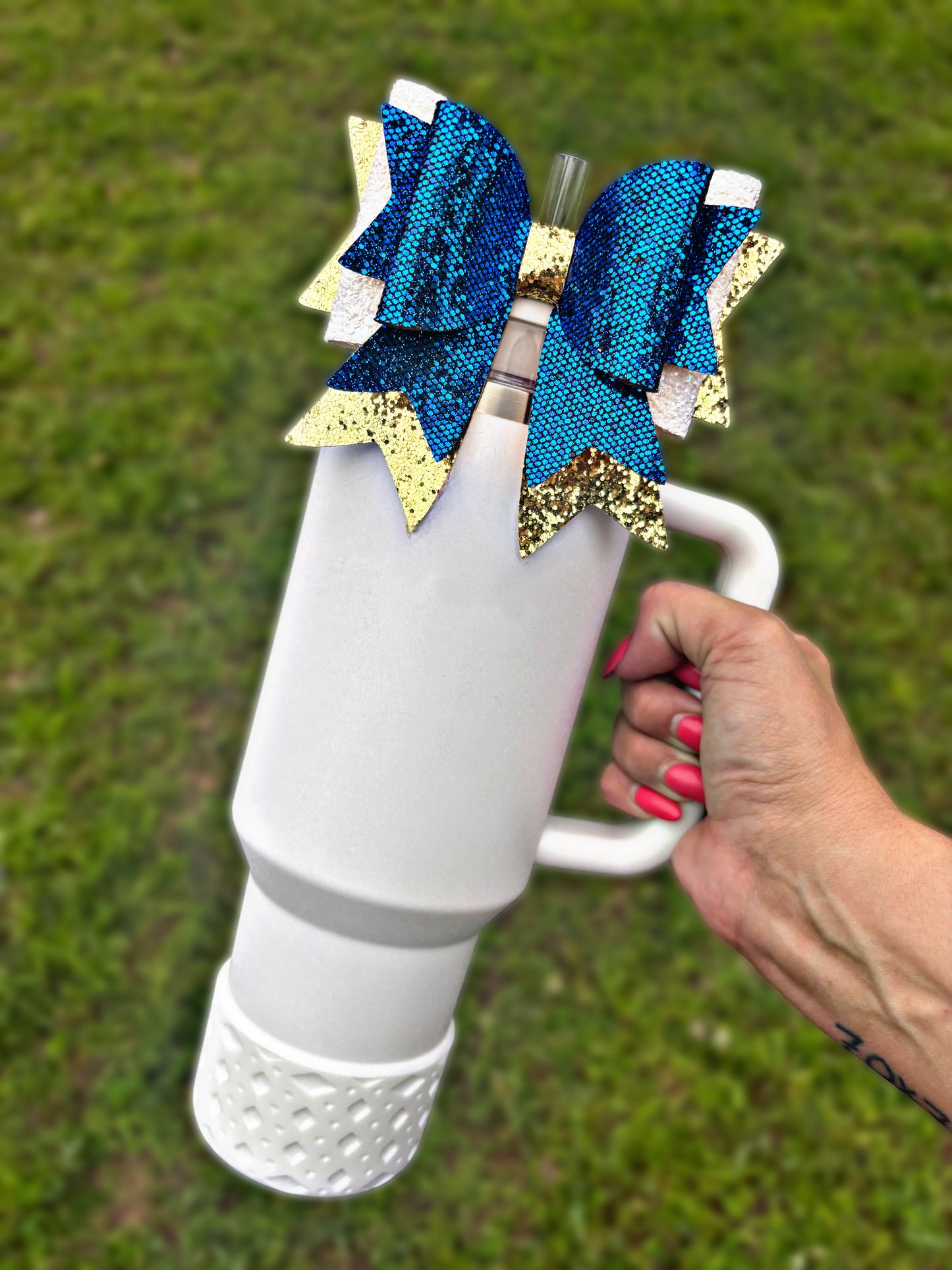 Arctic Twist XL Sailor Bow {Blue/Gold/White}