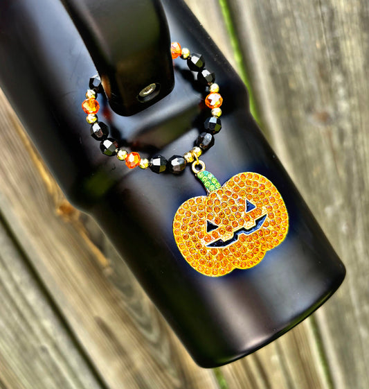 Breloque de poignée d'Halloween en strass citrouille Accessoires de la Coupe Stanley