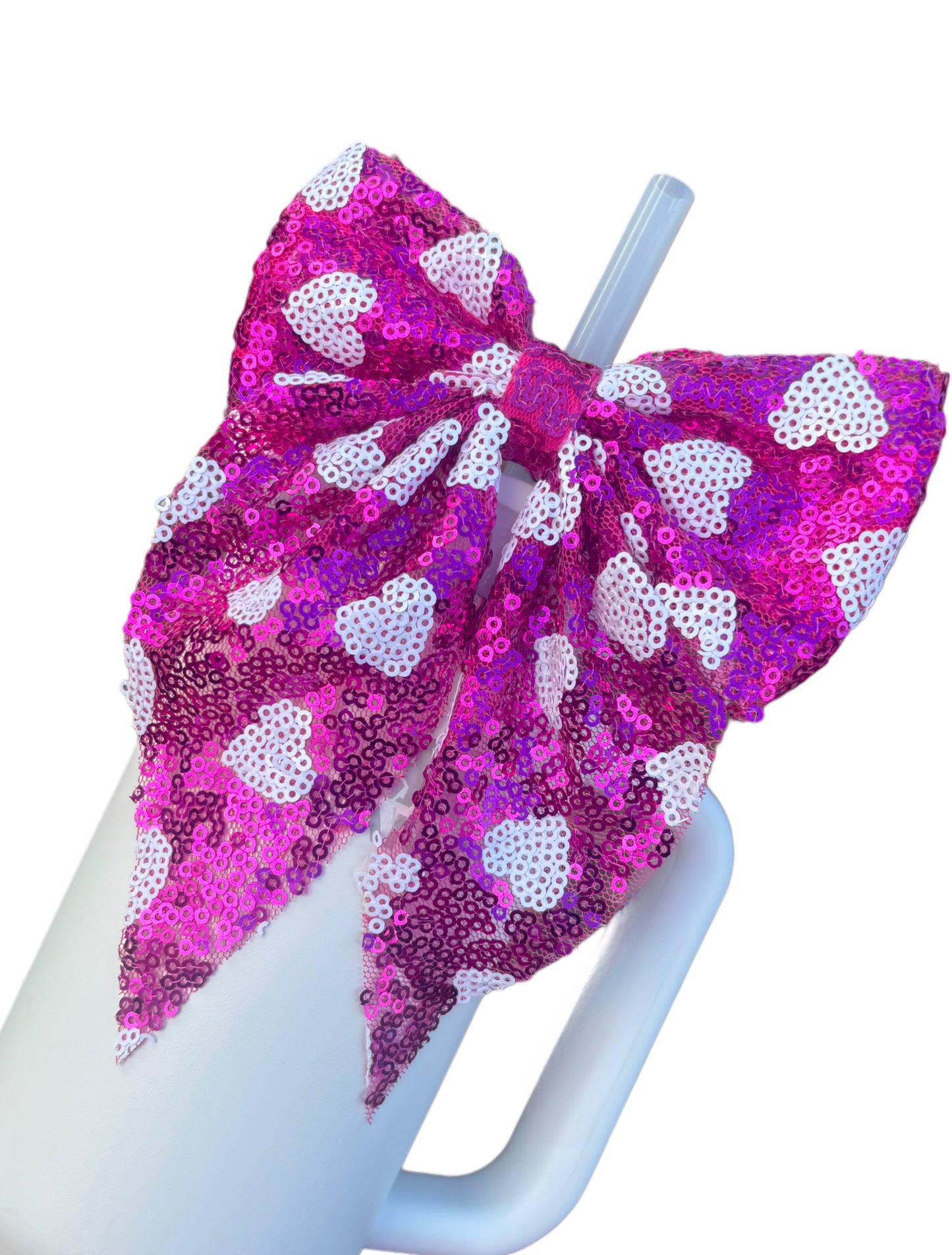 Sweet Hearts Big Bow Straw Topper