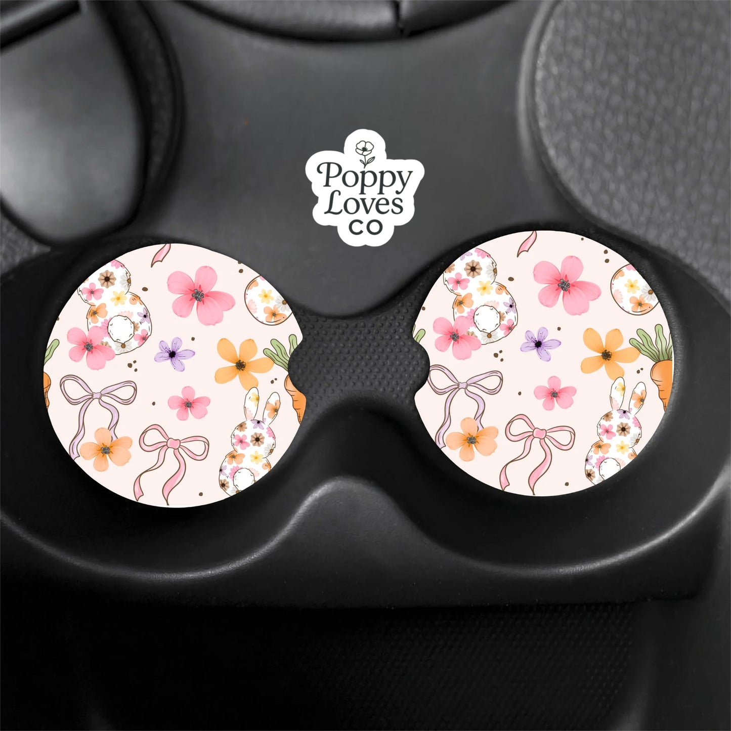 Bunny Bows Car Coasters