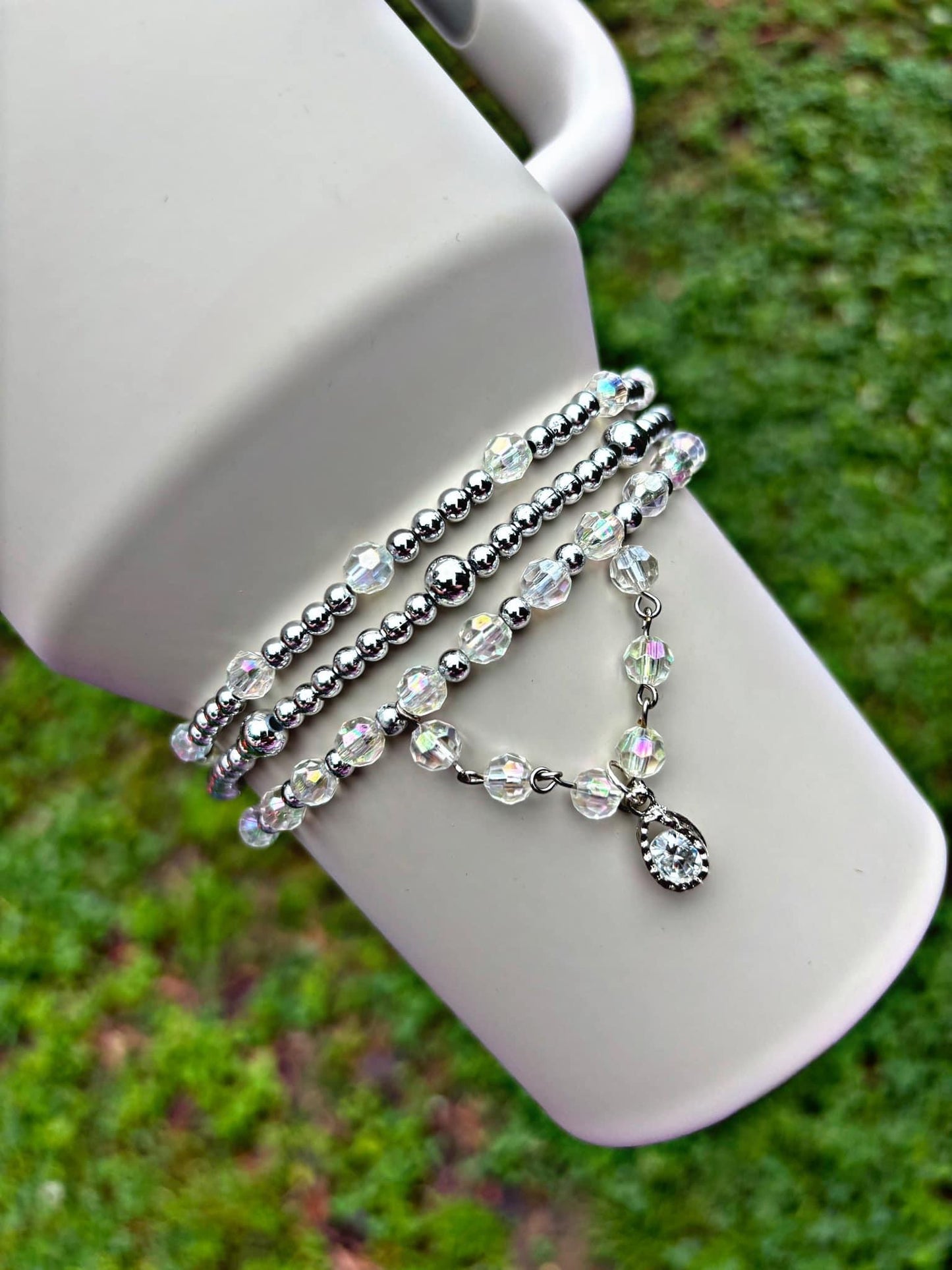 Bracelets coupe diamant irisé. Argent ou or.