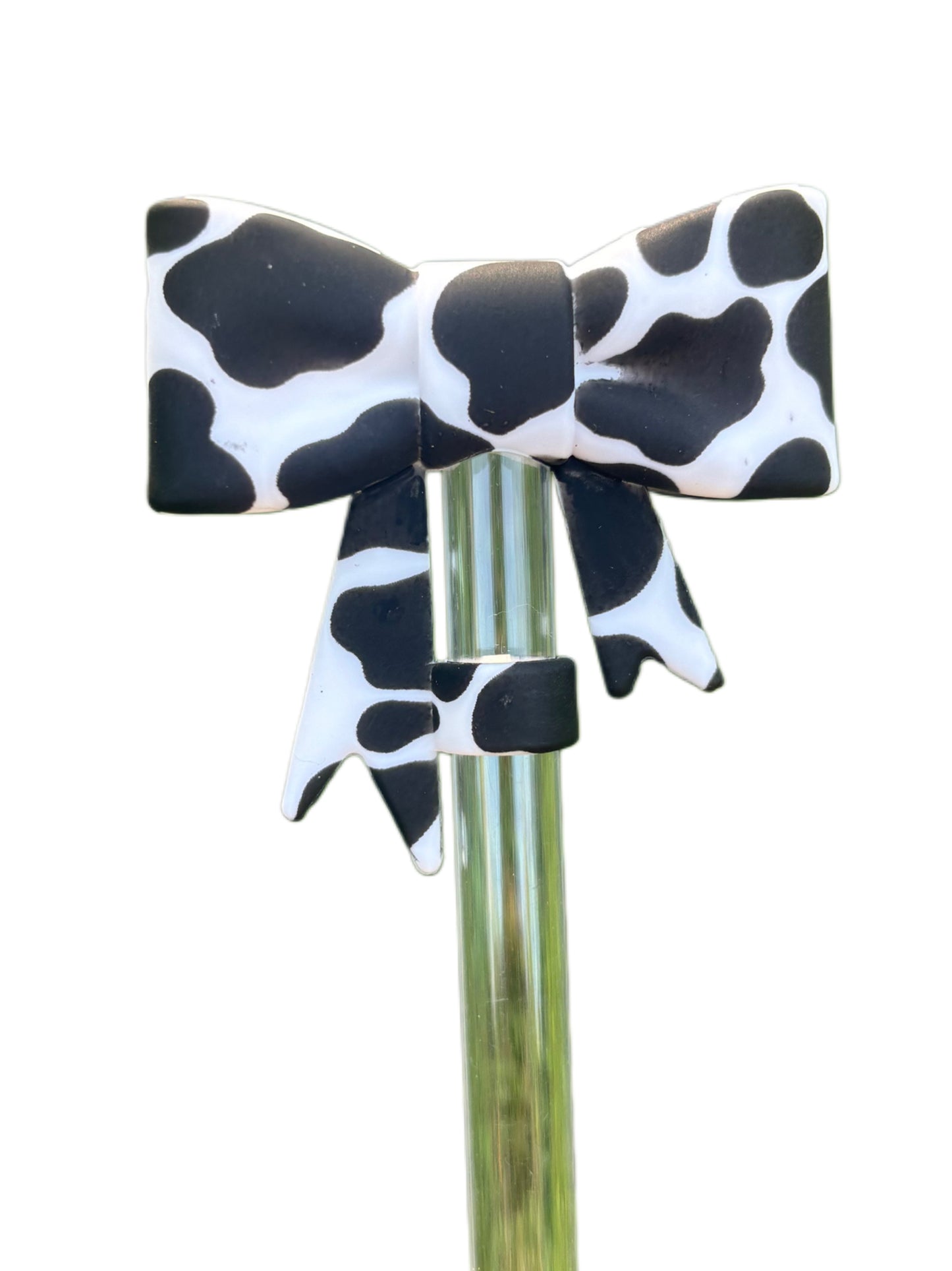 Cow Big Bow Silicone Straw Topper