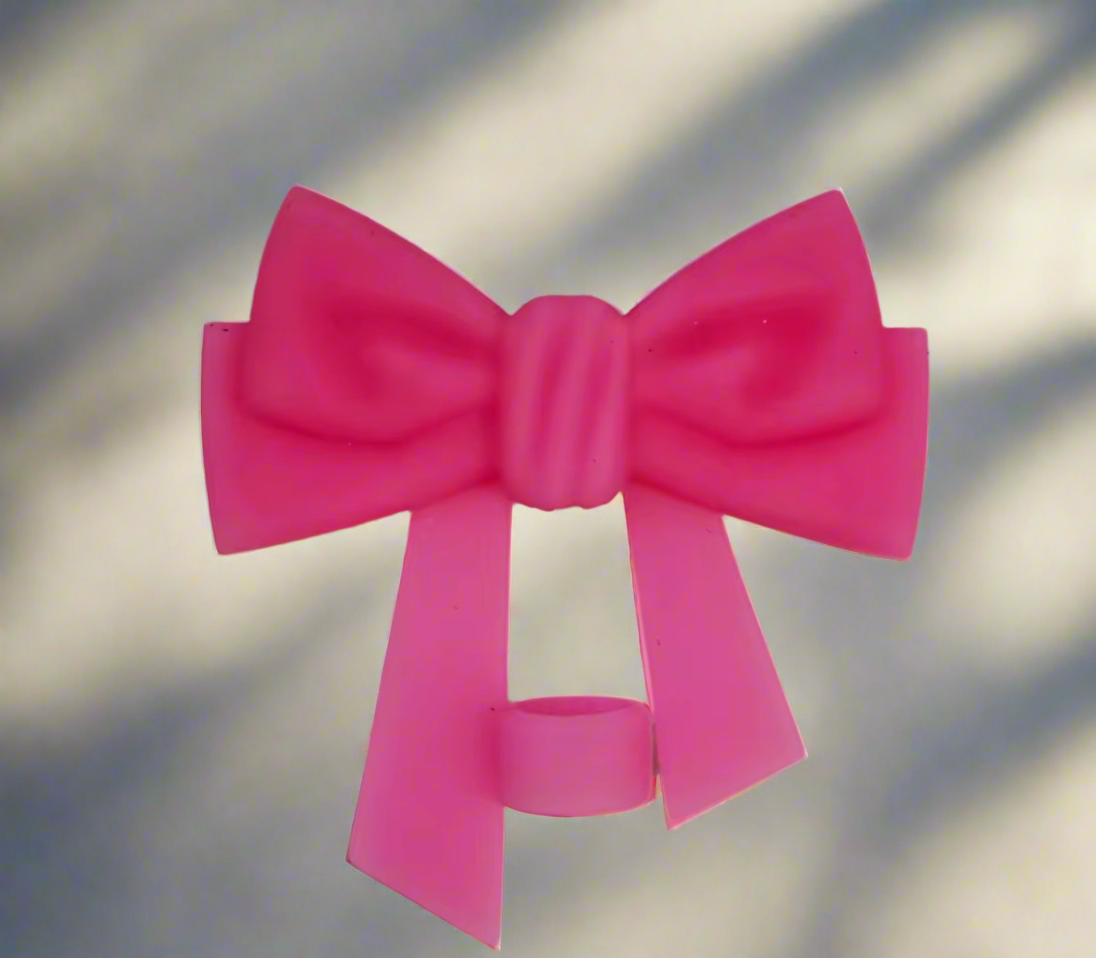 Rose Pink Bow Silicone Straw