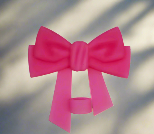 Rose Pink Bow Silicone Straw