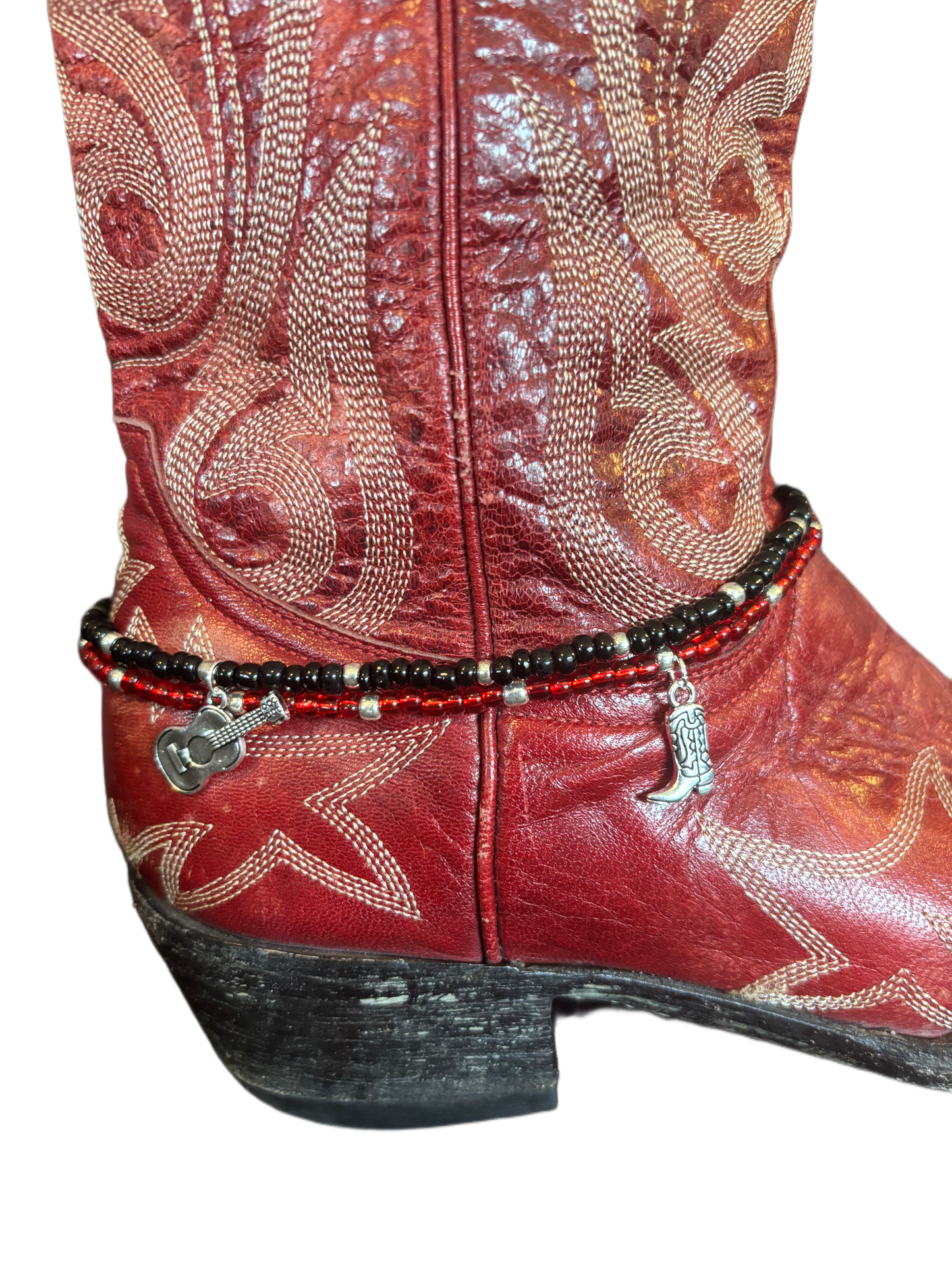 Bracelet de bottes de cow-girl avec breloques guitare et bottes. Choisissez les couleurs de votre bracelet !