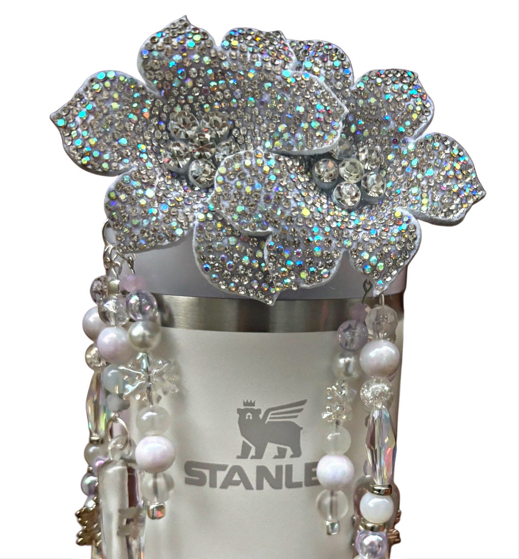 Topper de paille avec nœud à paillettes White Frost