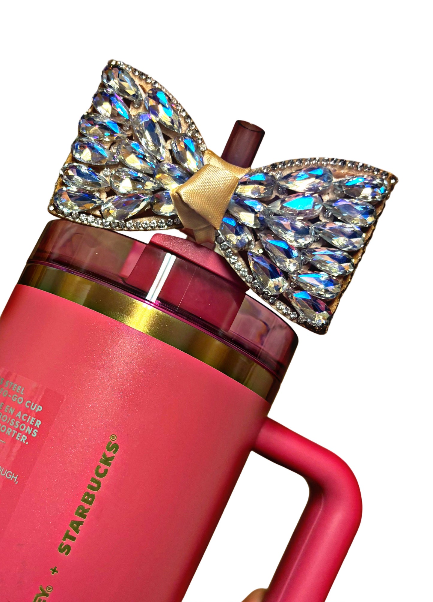 Topper de paille avec nœud en diamant Mega Champagne