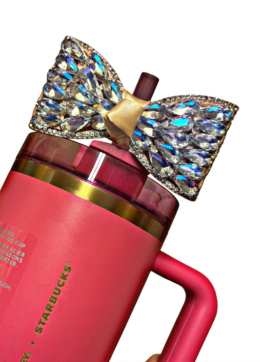 Topper de paille avec nœud en diamant Mega Champagne
