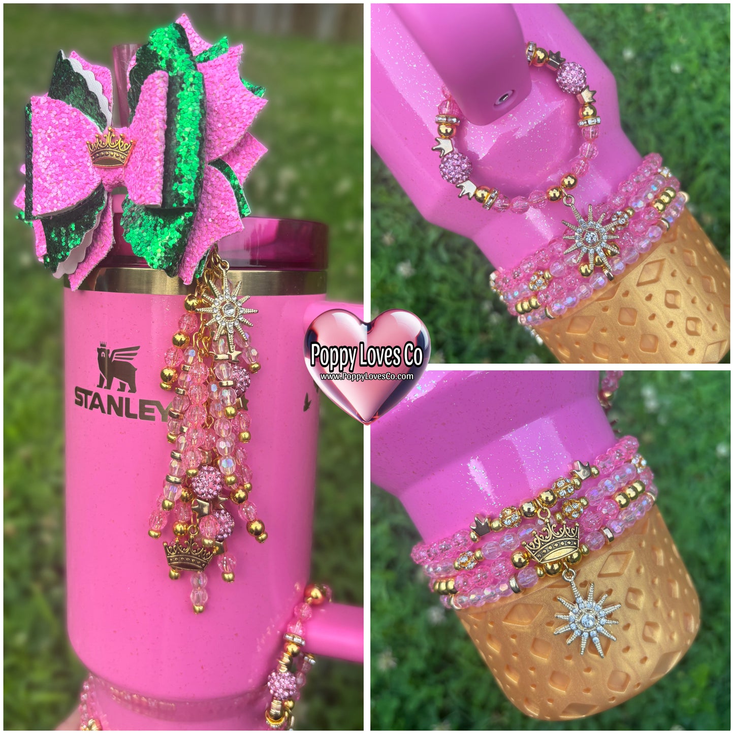Wicked Pink Glinda Straw Topper Dangle