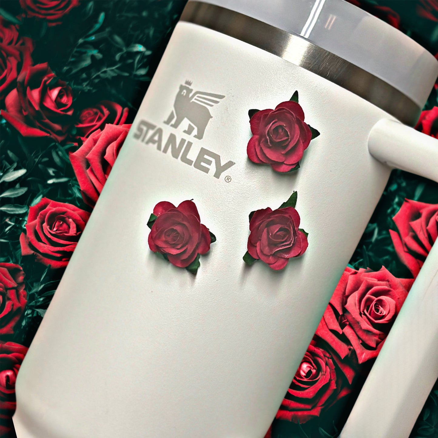 Lot de 3 aimants roses rouges