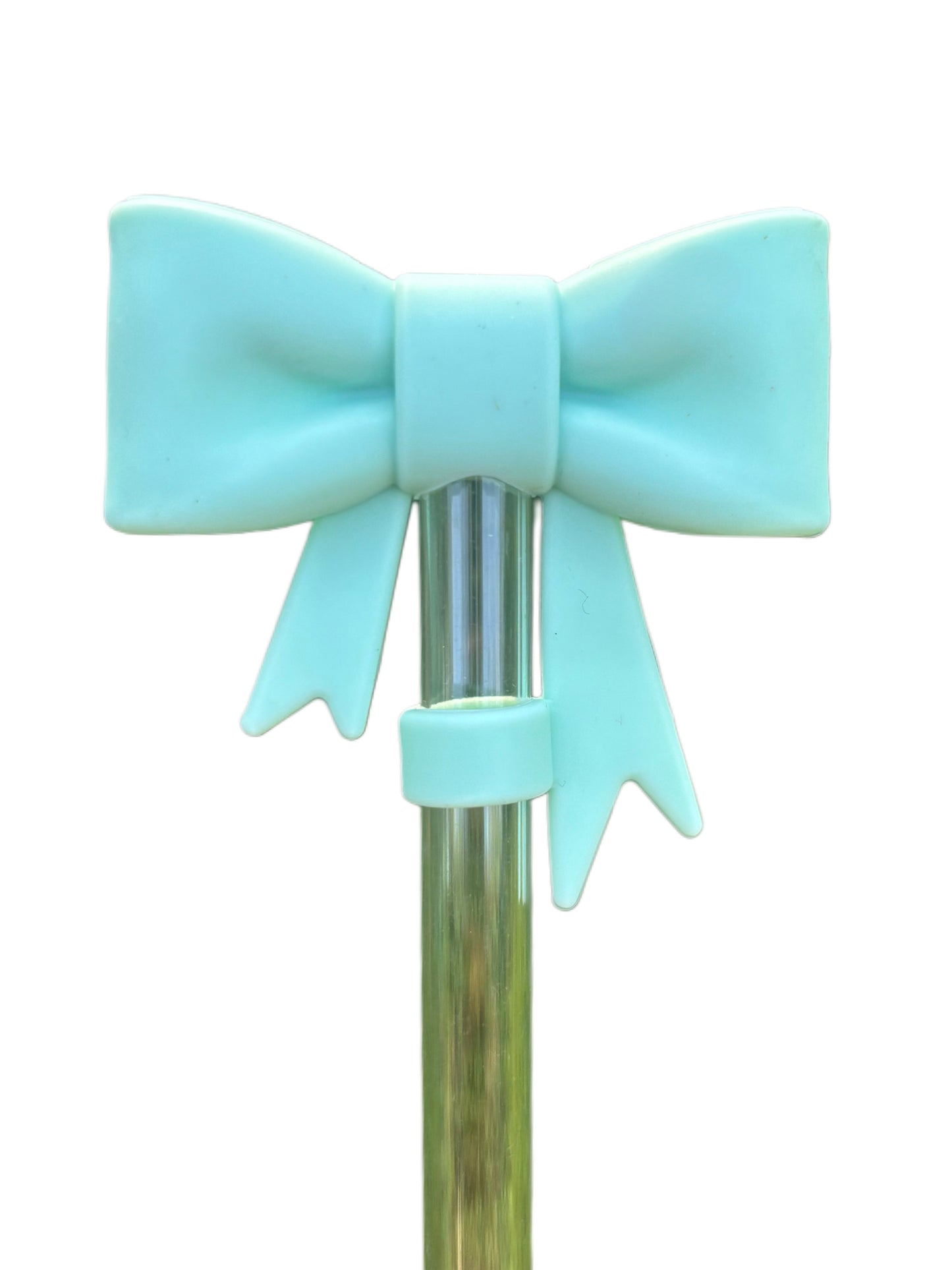 Mint Big Bow Silicone Straw Topper