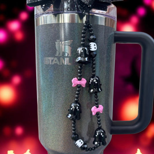 Black Ghosts Charm (works with straw, spout, or flip handle)