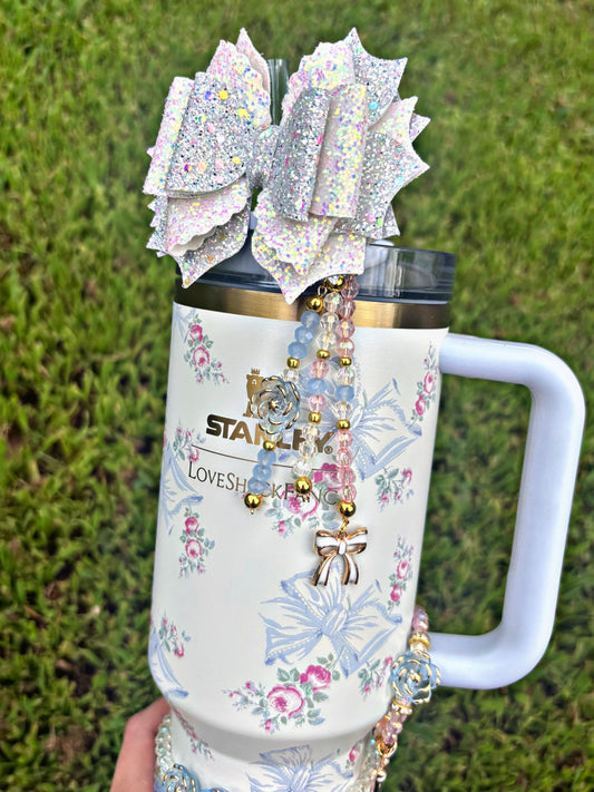 Rosa Beaux Blue Loveshack Straw Dangle Charm