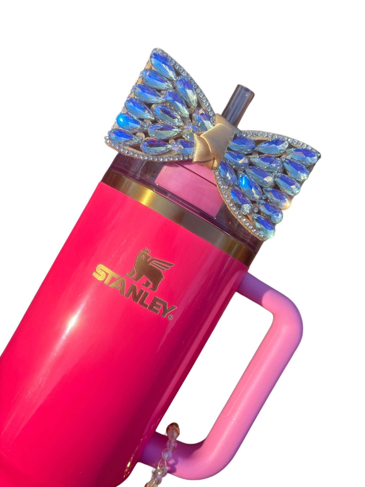 Topper de paille avec nœud en diamant Mega Champagne