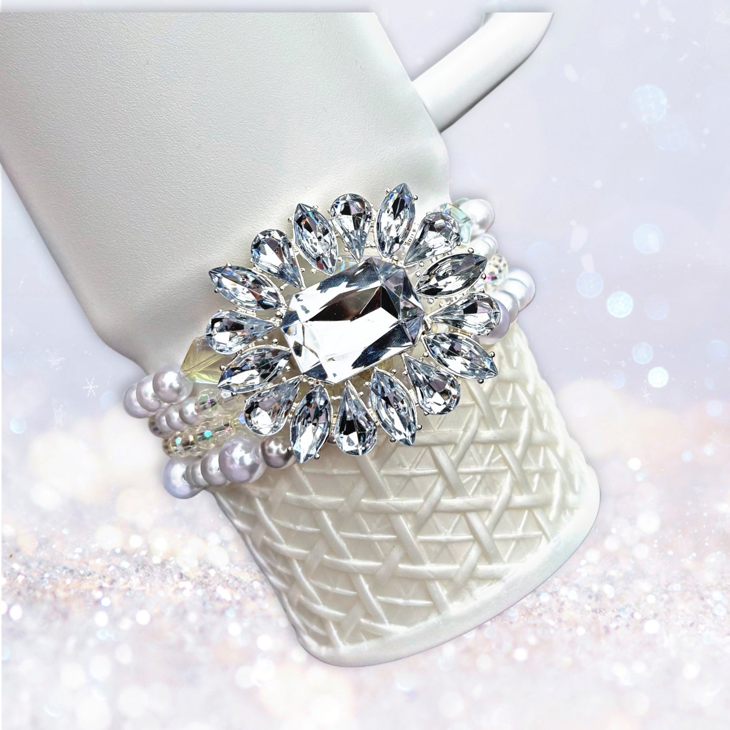 Bracelets en coupe de perles en platine