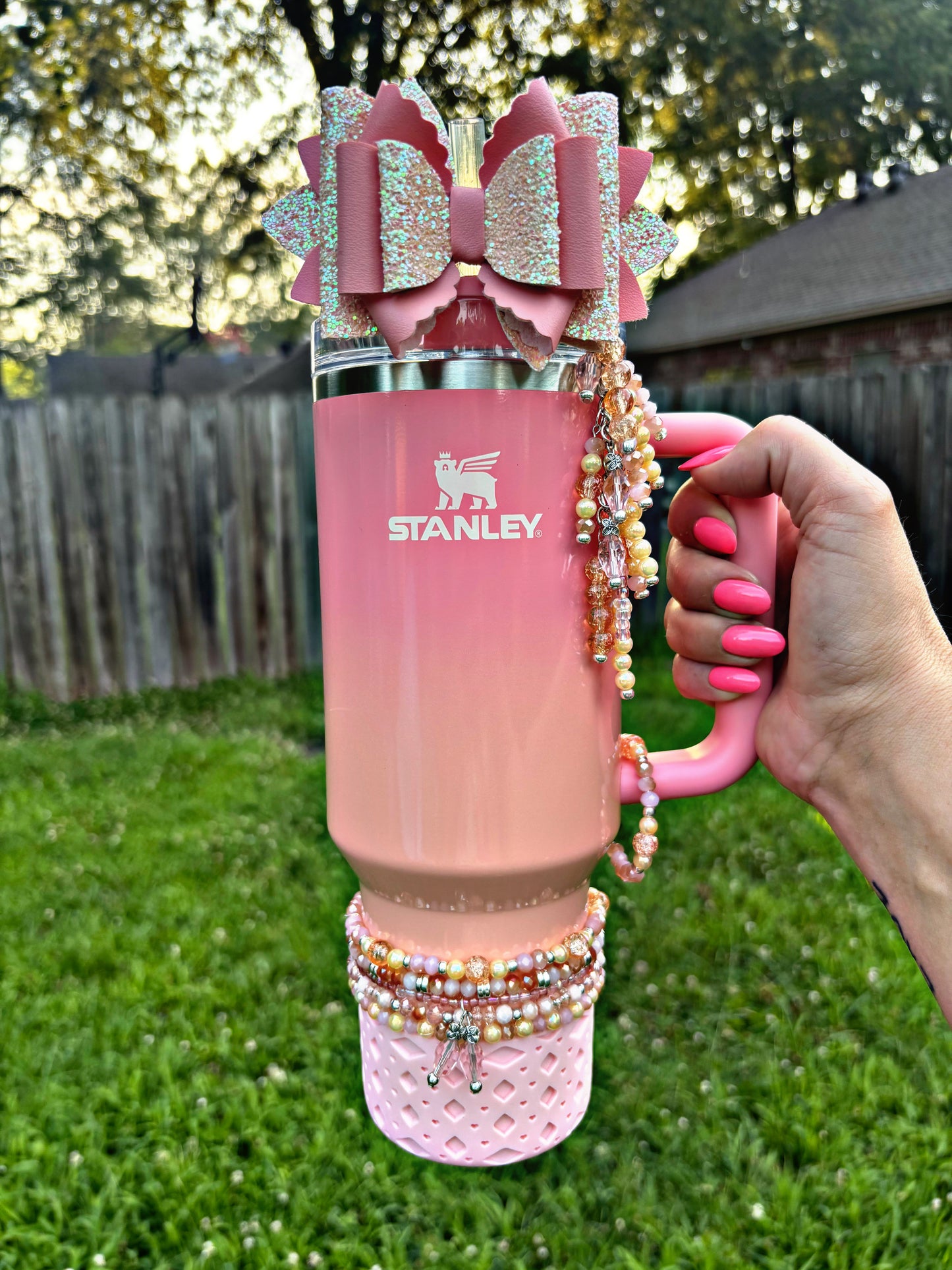 Pink Mesa Sunset Bow (fits 10mm straw and Protour Spout!)