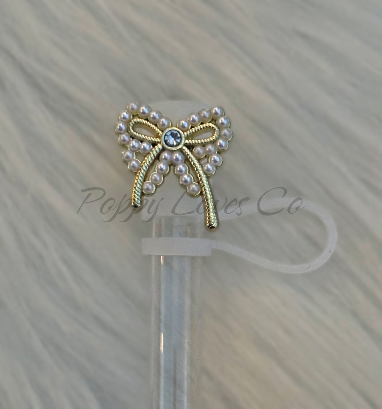 Coquette Pearls Deluxe Metal Straw Topper Gold