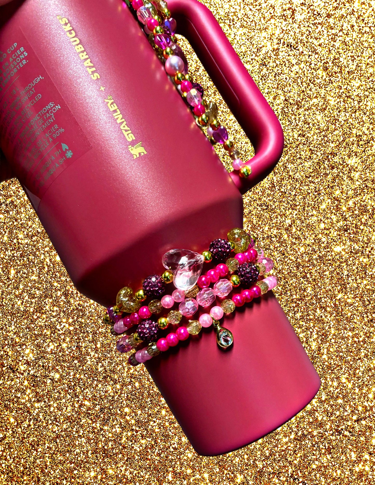 Bracelets SXS Cup à paillettes roses baies