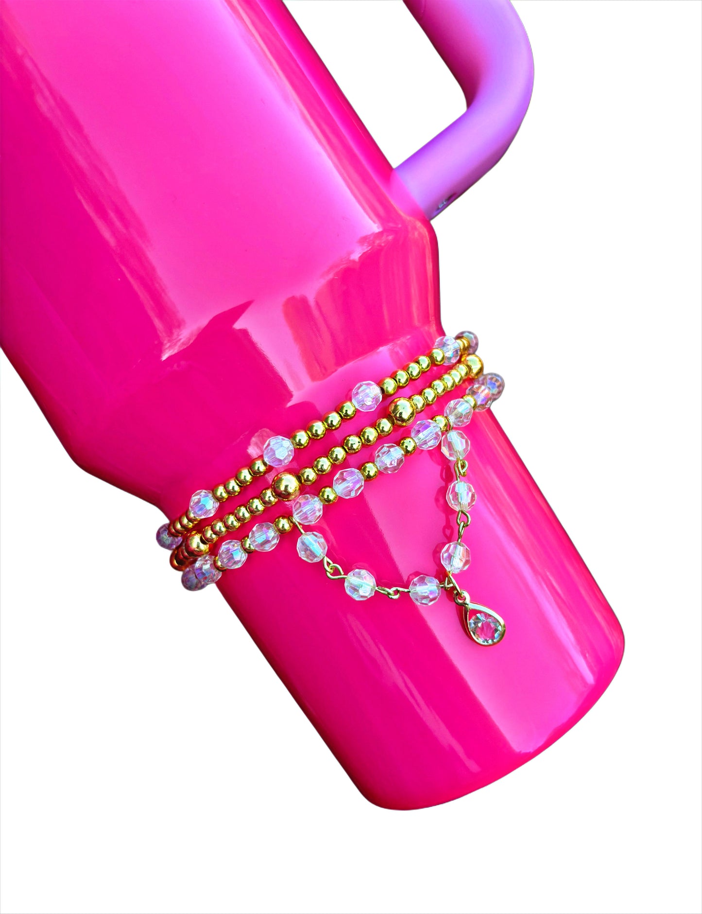 Bracelets coupe diamant irisé. Argent ou or.