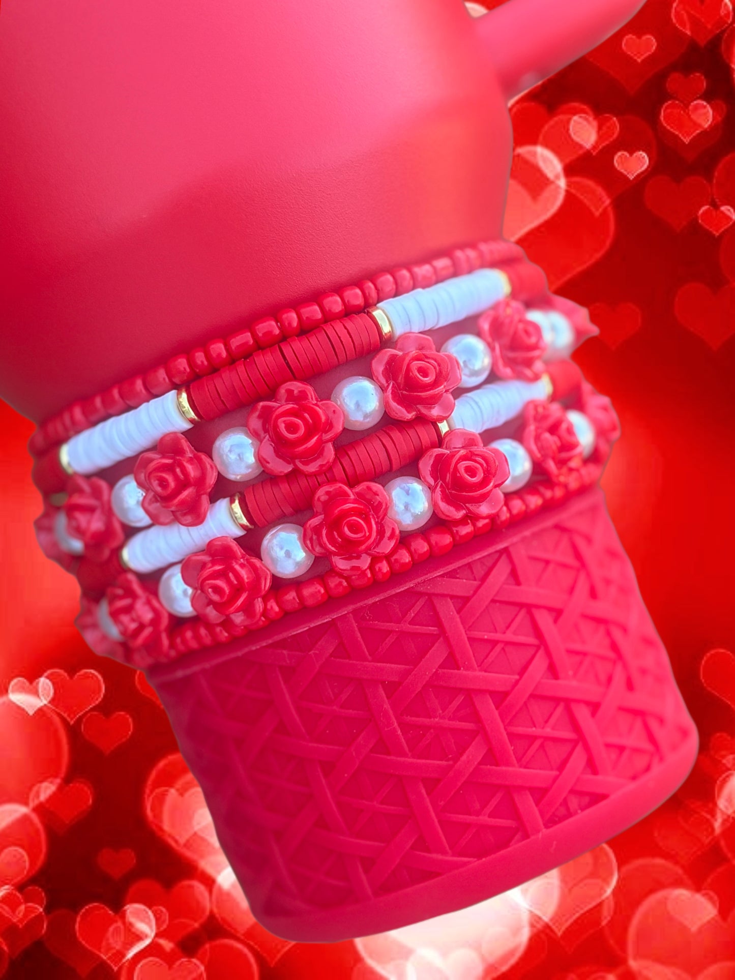 Red Floral Cup Bracelets
