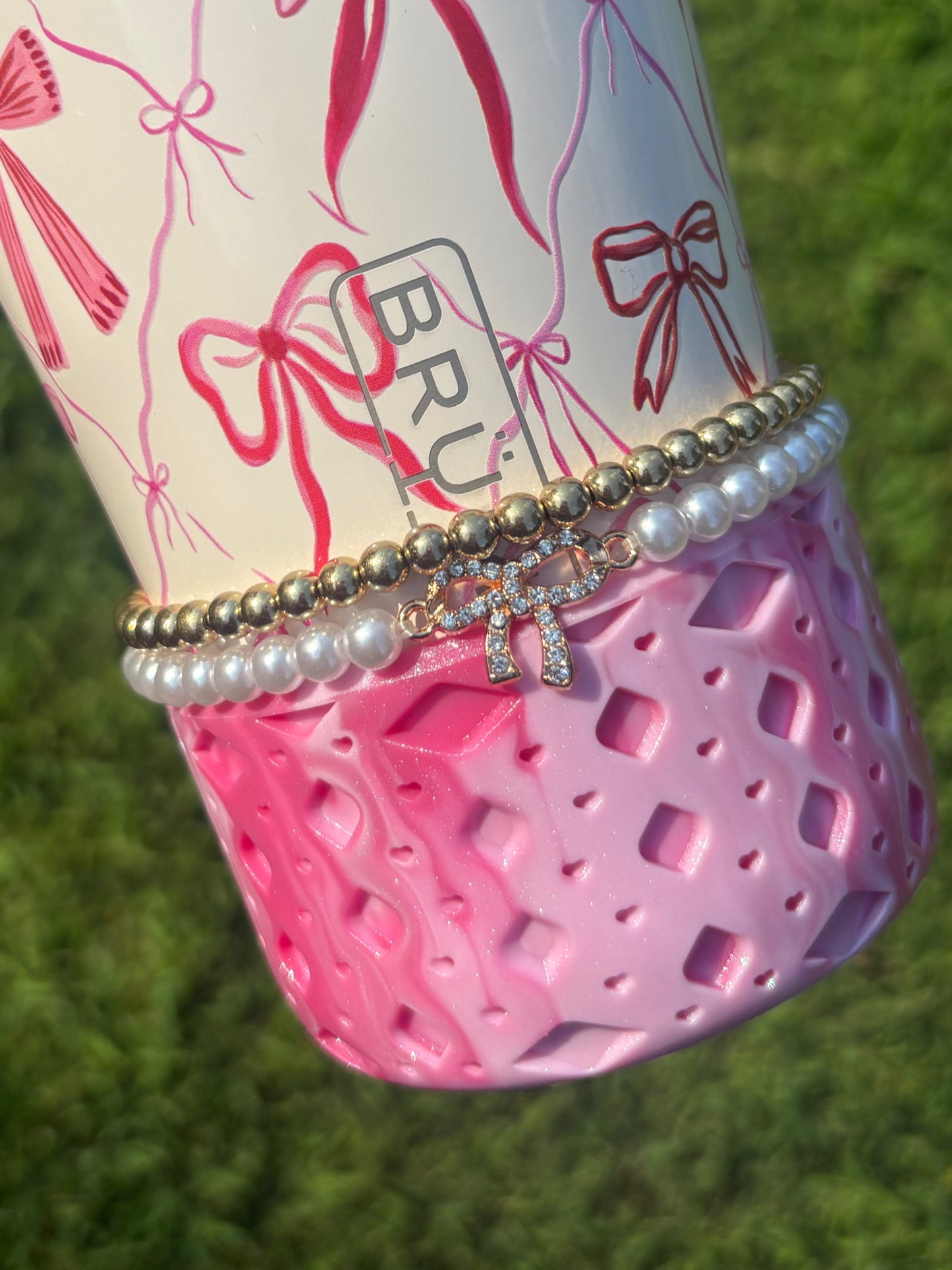 Bow & Pearls Cup Bracelets (Set of 2)