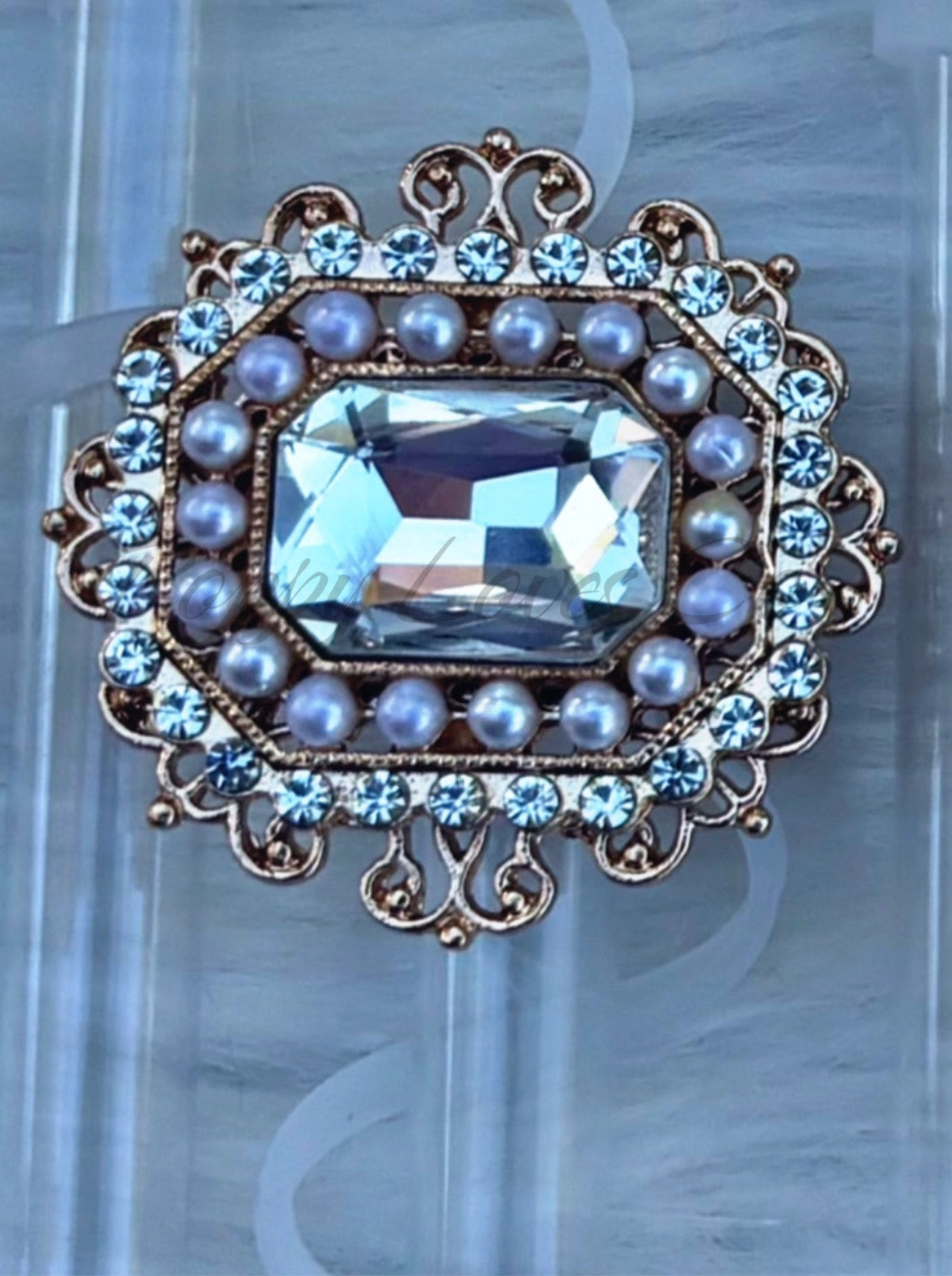 Topper de paille en métal de luxe XL Copper Pearls doré