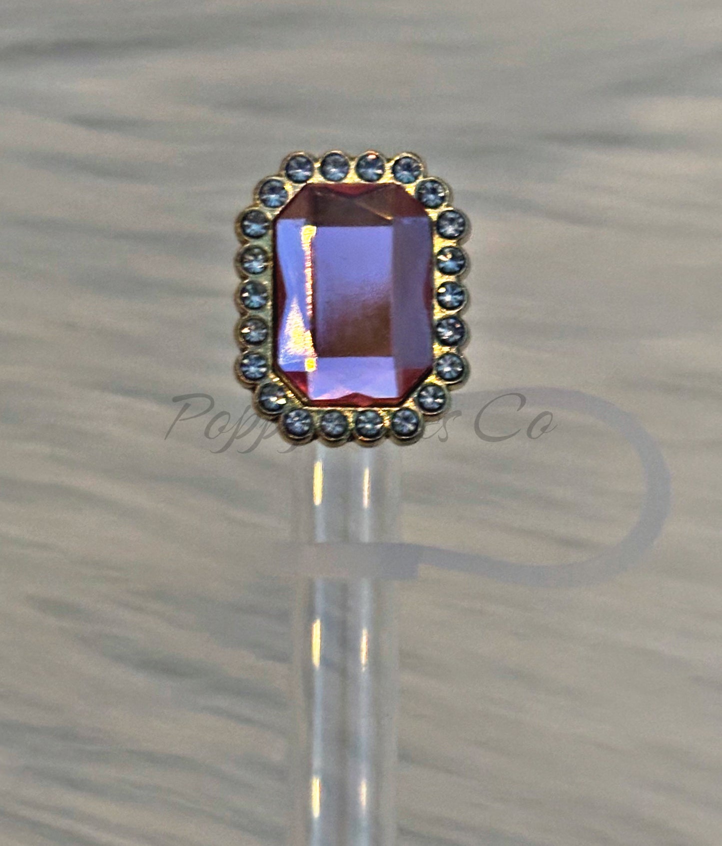 Pink Parade Diamond Deluxe Metal Straw Topper Silver