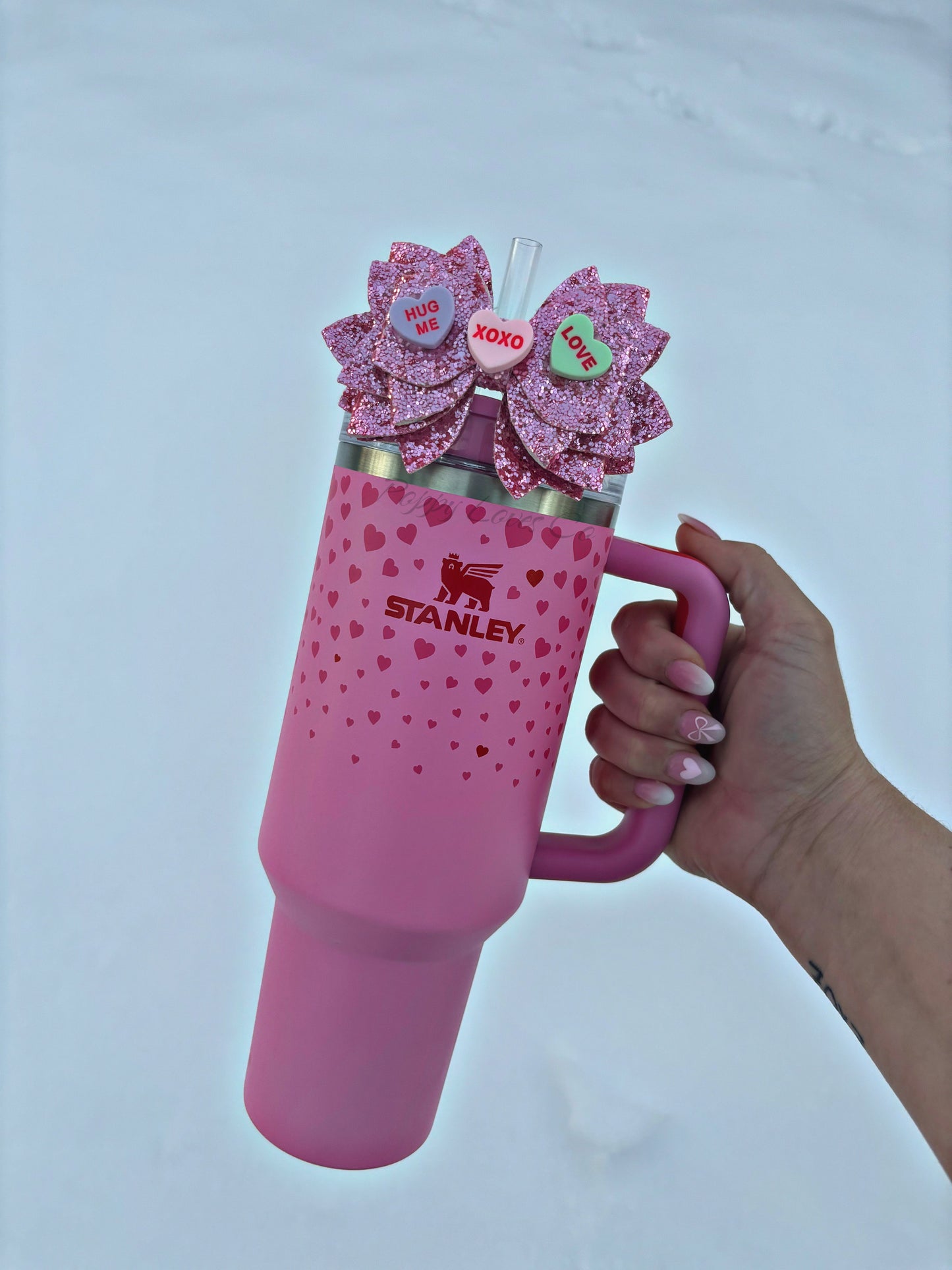 Conversation Hearts Bow Straw Topper {Candy Colors & Words May Vary}