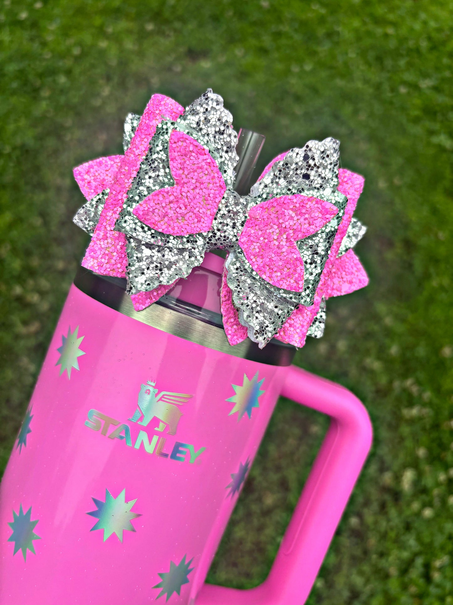 Winter Pink Glitter Bow