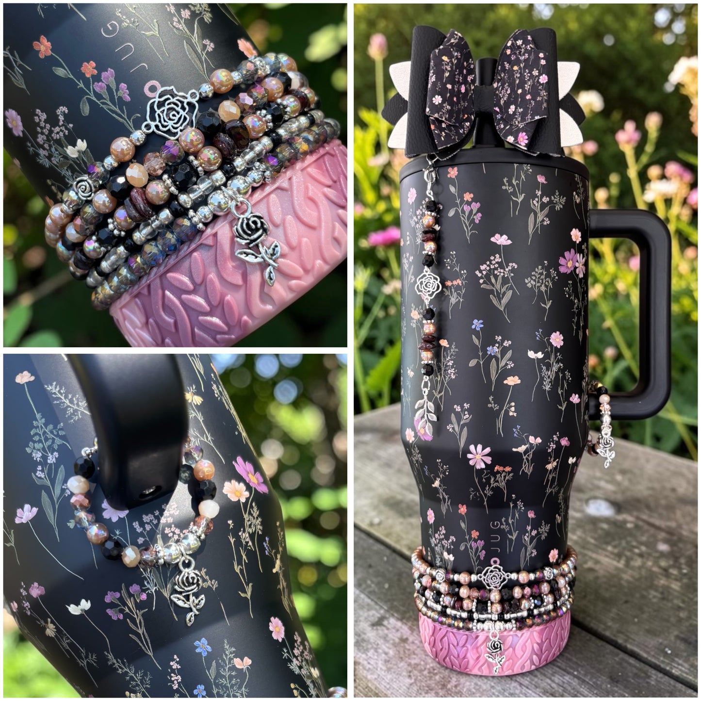 Midnight Floral Dangle Charm