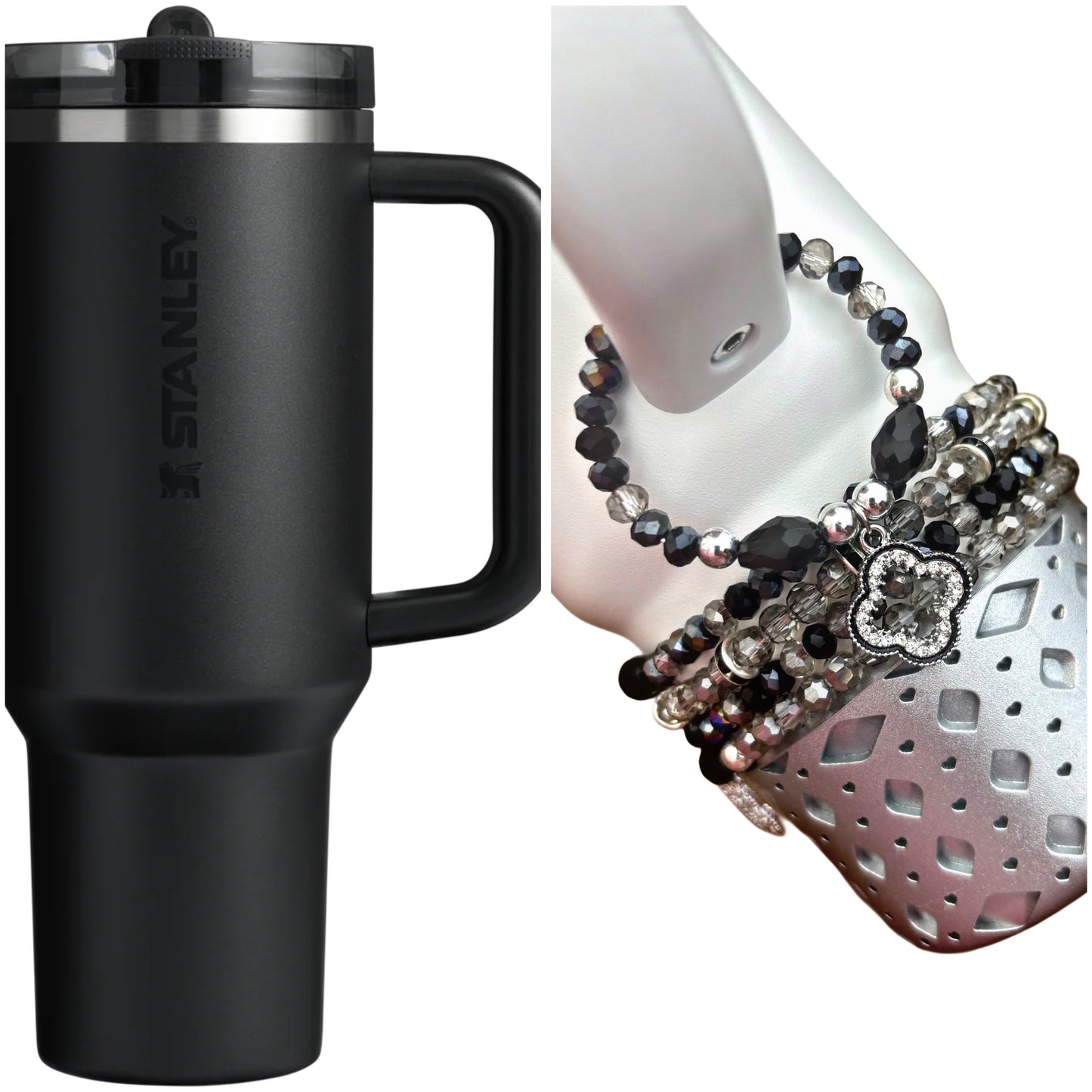 Breloque pour poignée de tasse polaire noire et blanche