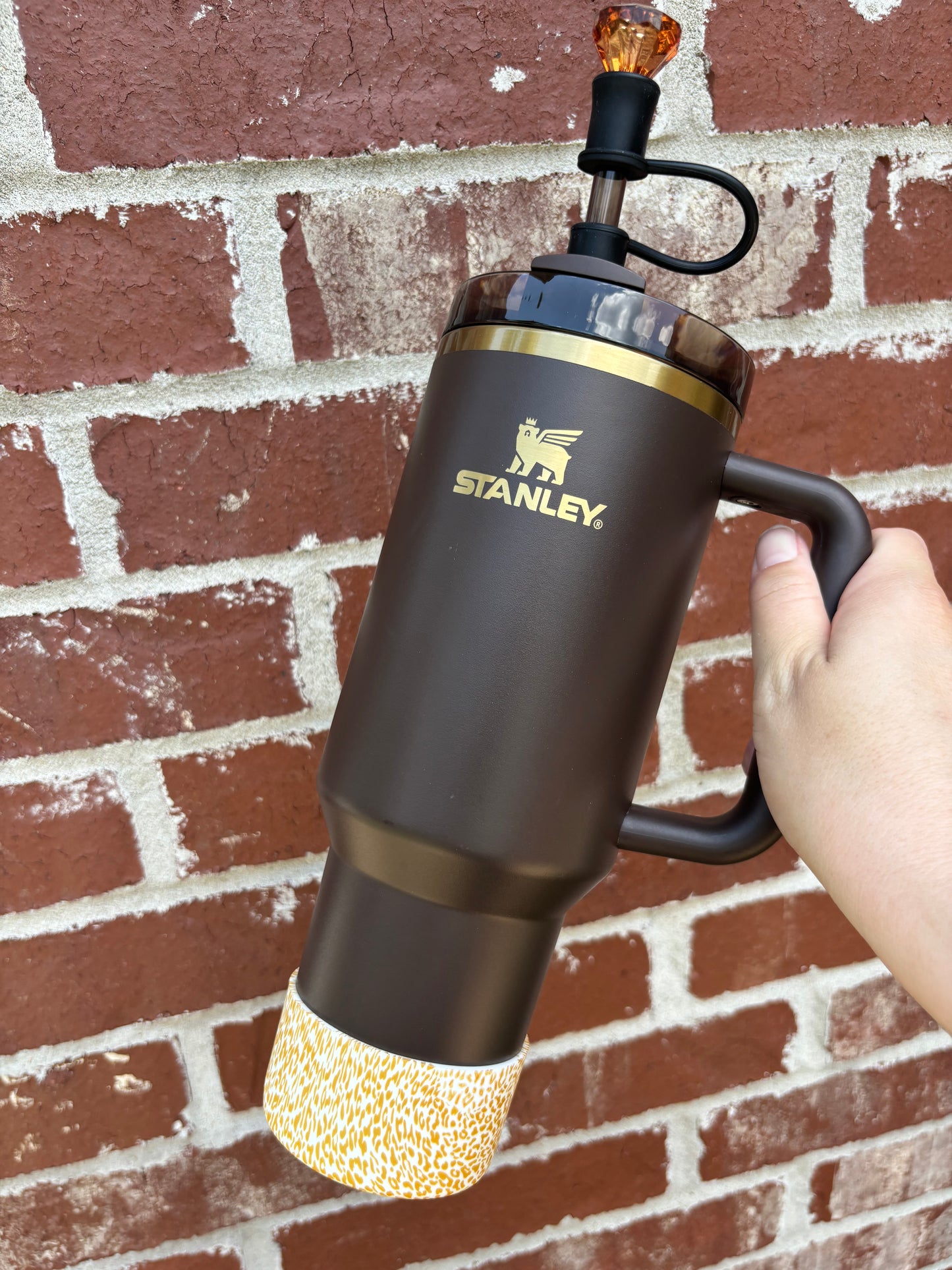 Gold Leopard Silicone Boot. Stanley Cup Accessories.