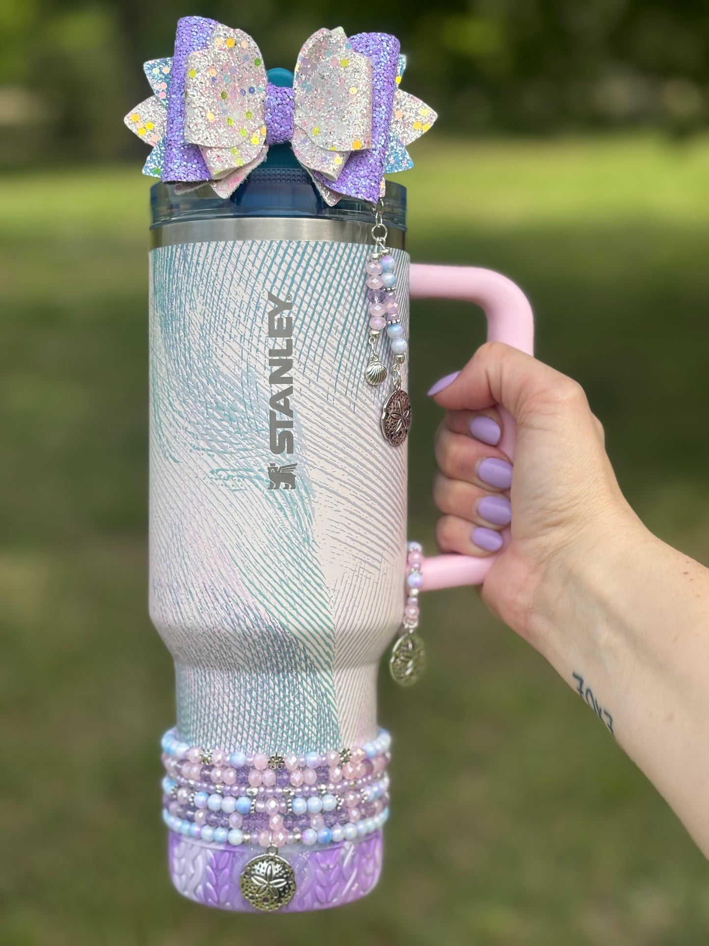 Sea Glass Plume Magnetic Handle Charm