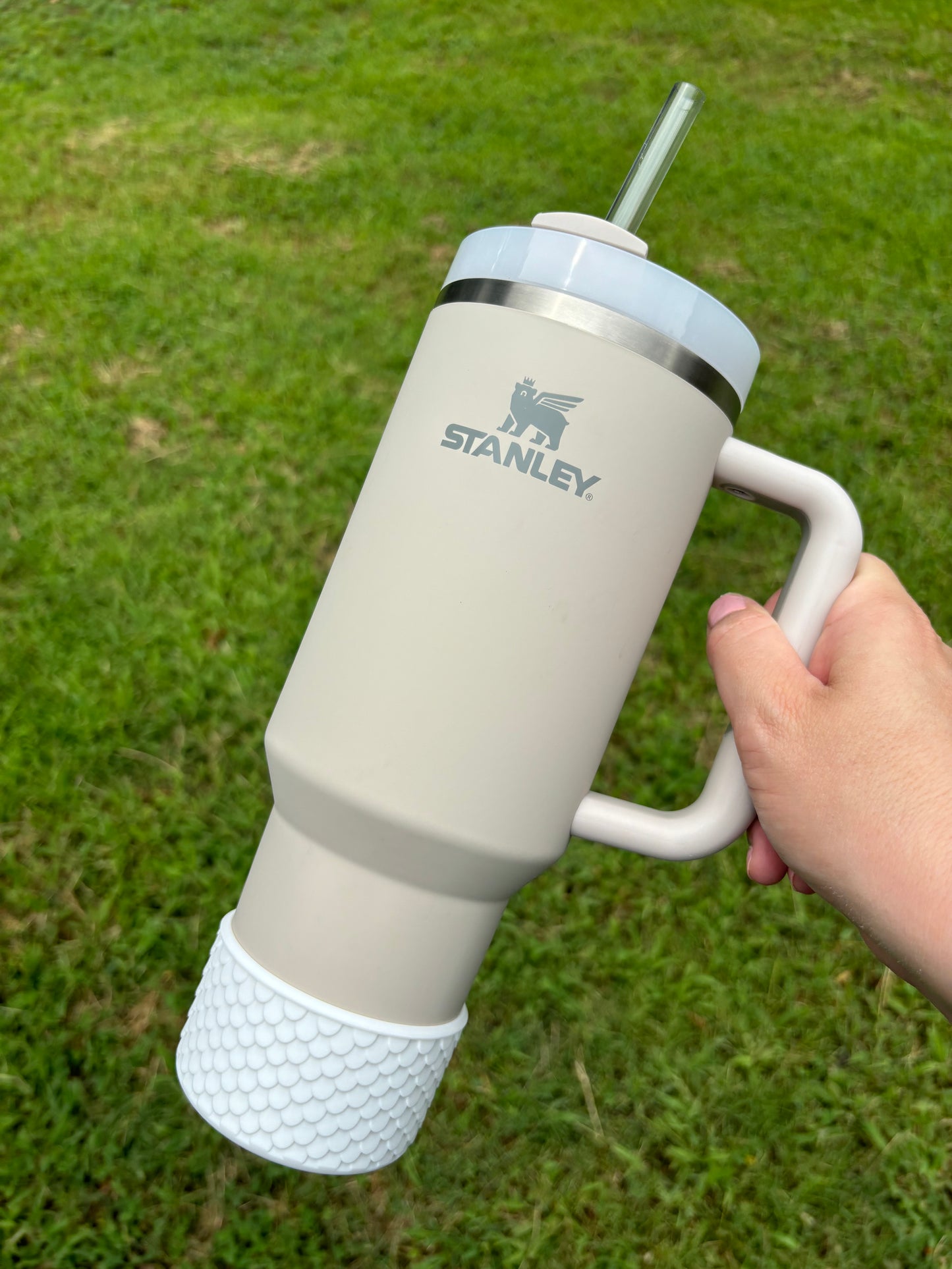 White Mermaid Scales Silicone Boot Stanley Cup Accessories