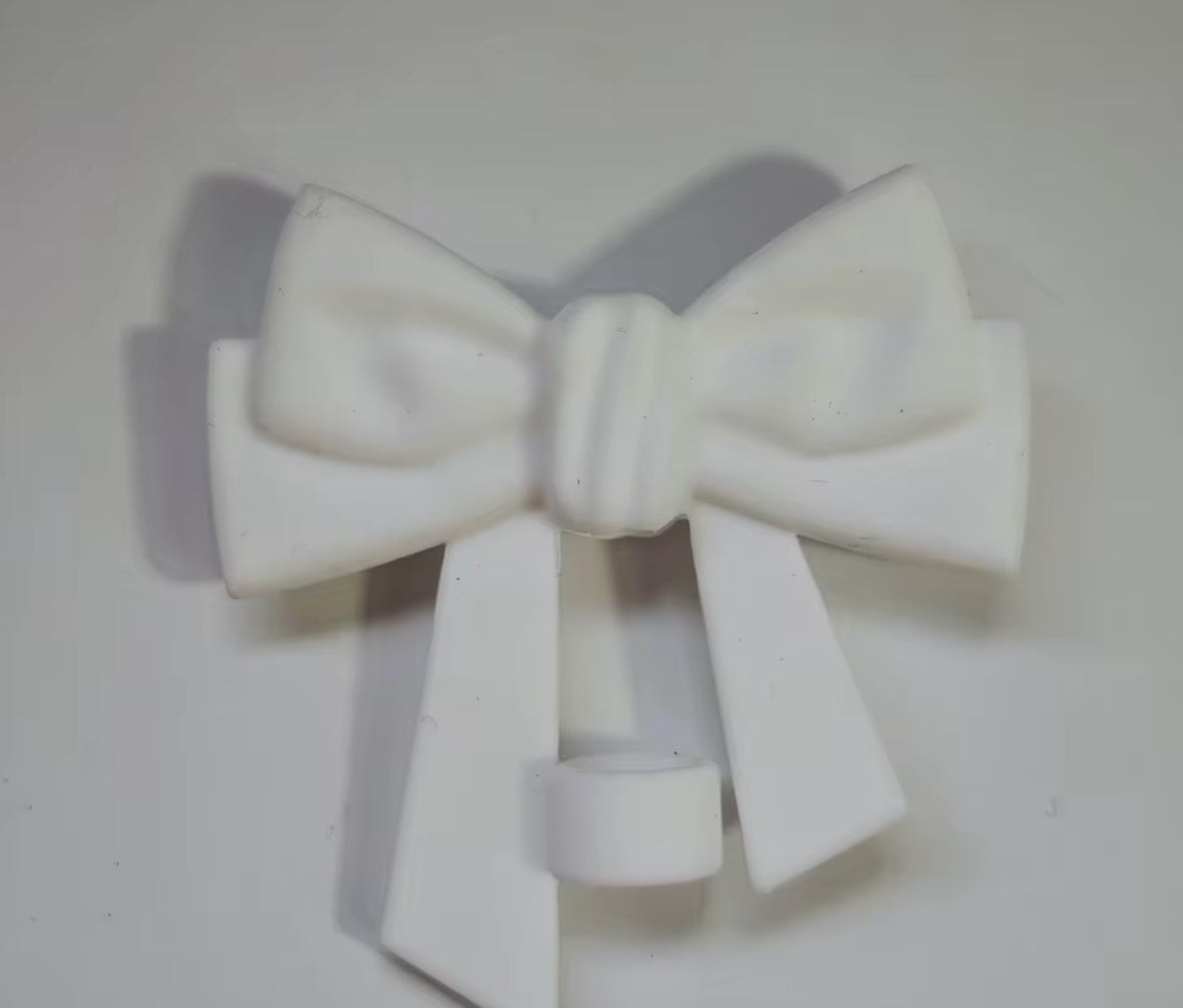 White Bow Silicone Straw Topper