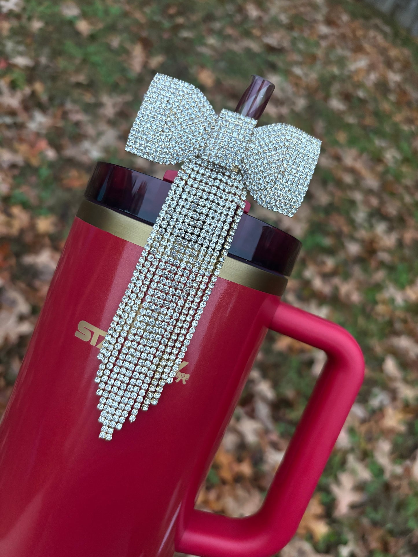 Topper de paille avec nœud en strass Bling Bling