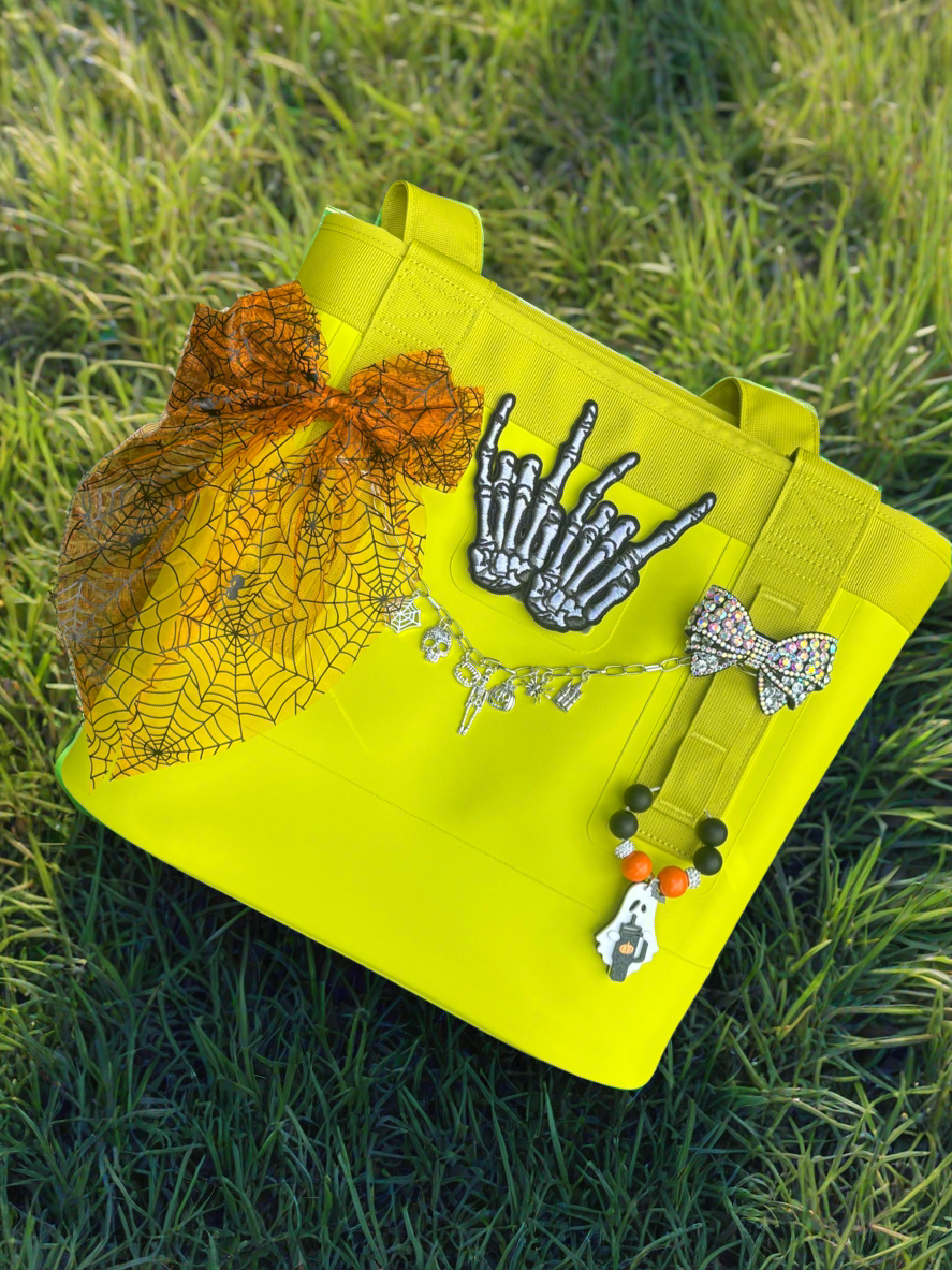 Orange Spider Webs Bow (Clip me to your Camino or Bogg Strap!)