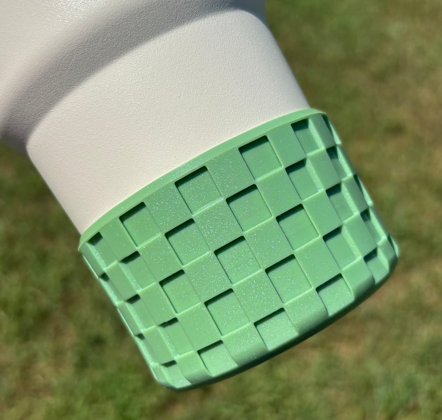 Botte en silicone à texture à carreaux scintillante vert sauge
