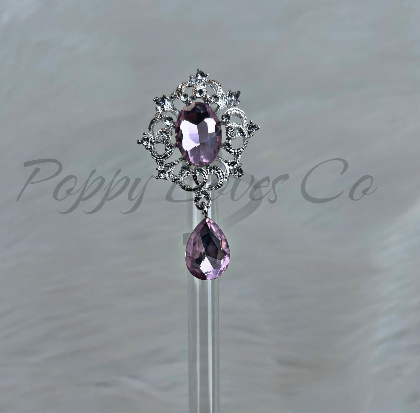 Pink Diamond Dangle Deluxe Metal Straw Topper Silver