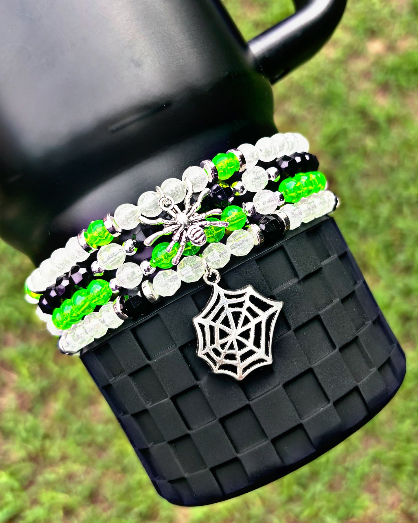 Web Glow Cup Bracelets. GLOWS IN THE DARK!