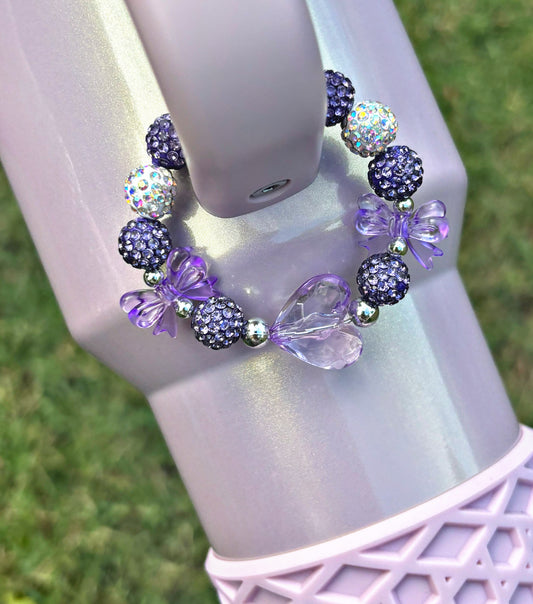 Purple Heart and Bows Handle Charm