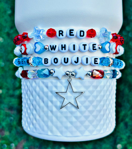 Red White and Boujie Cup Bracelets