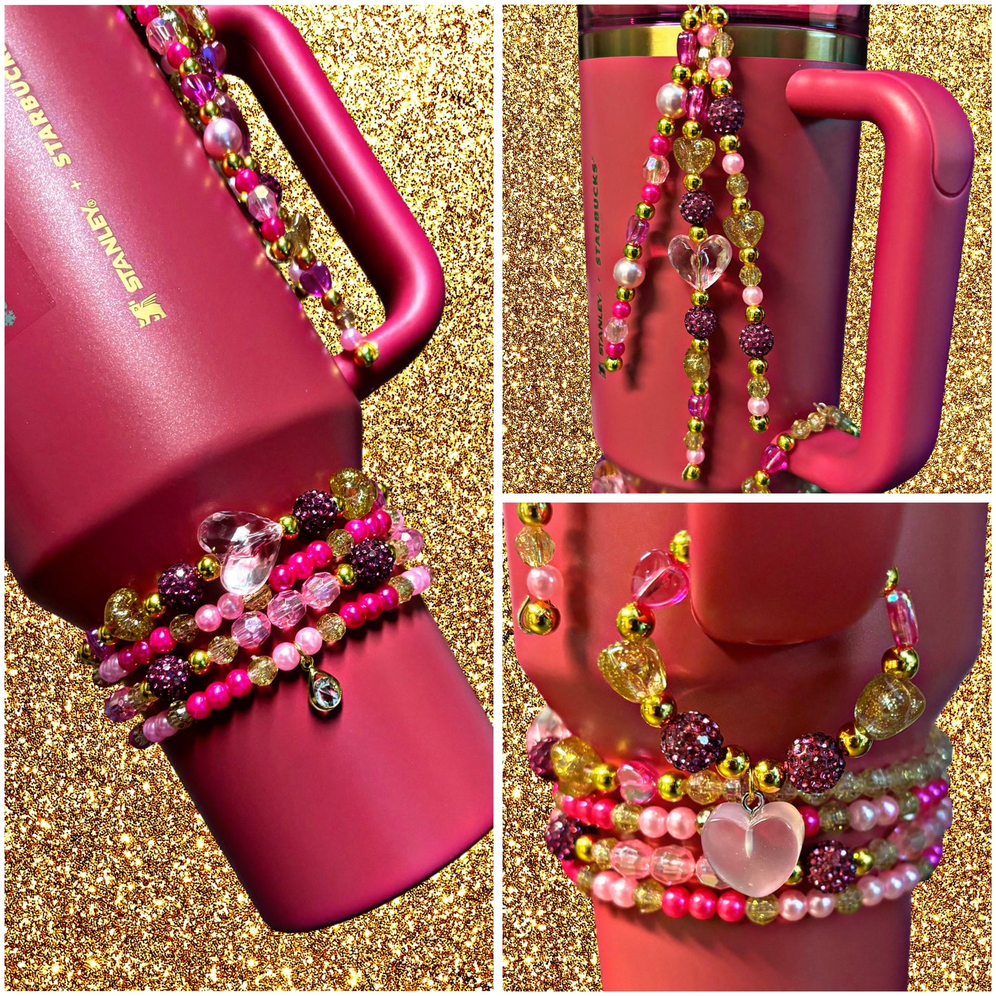 Berry Pink Glitter SXS Cup Bracelets