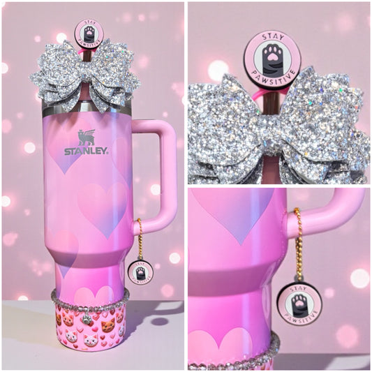Stay Pawsitive Straw Topper & Handle Charm Bundle