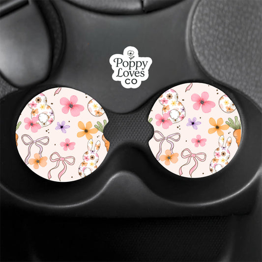 Bunny Bows Car Coasters