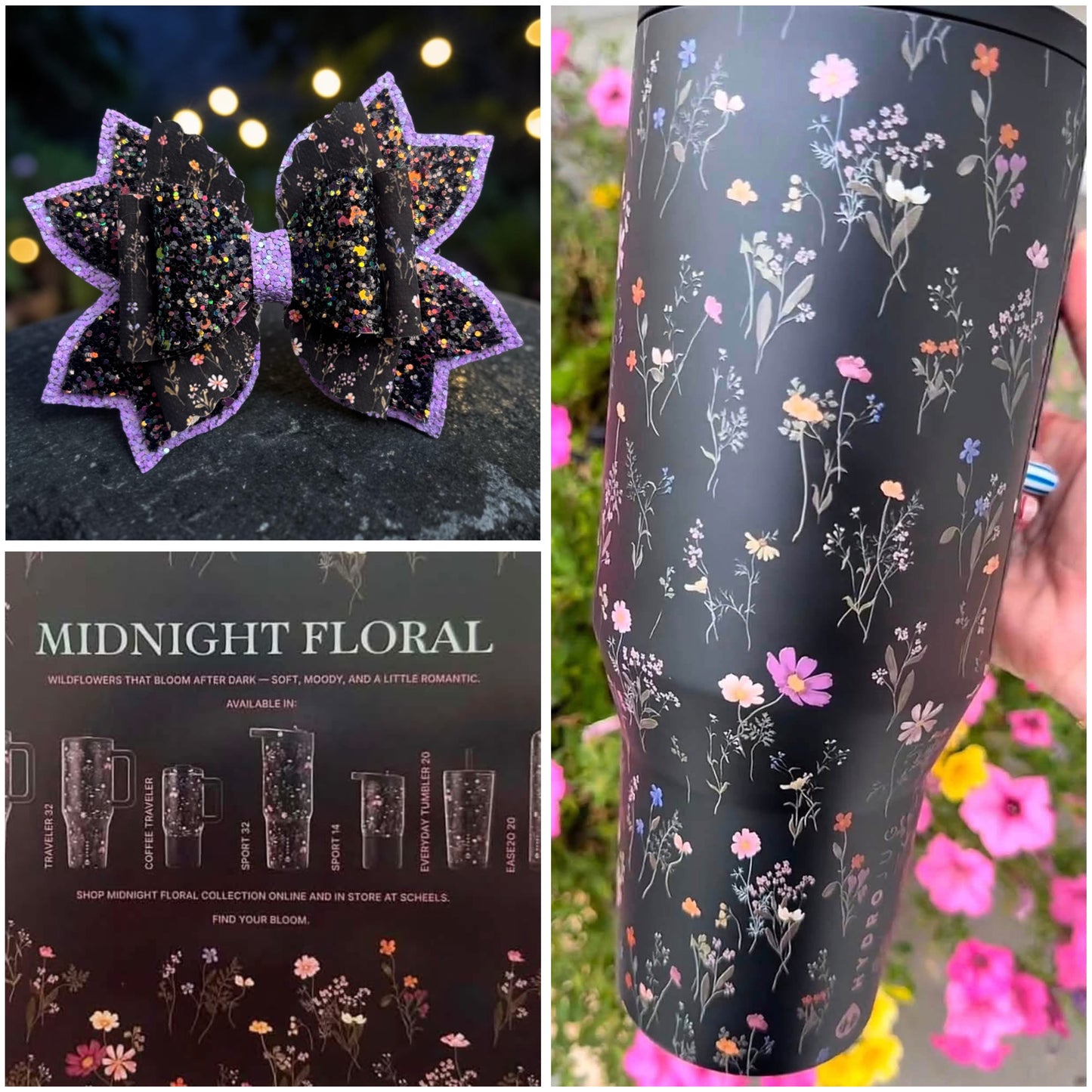 Midnight Floral Bow