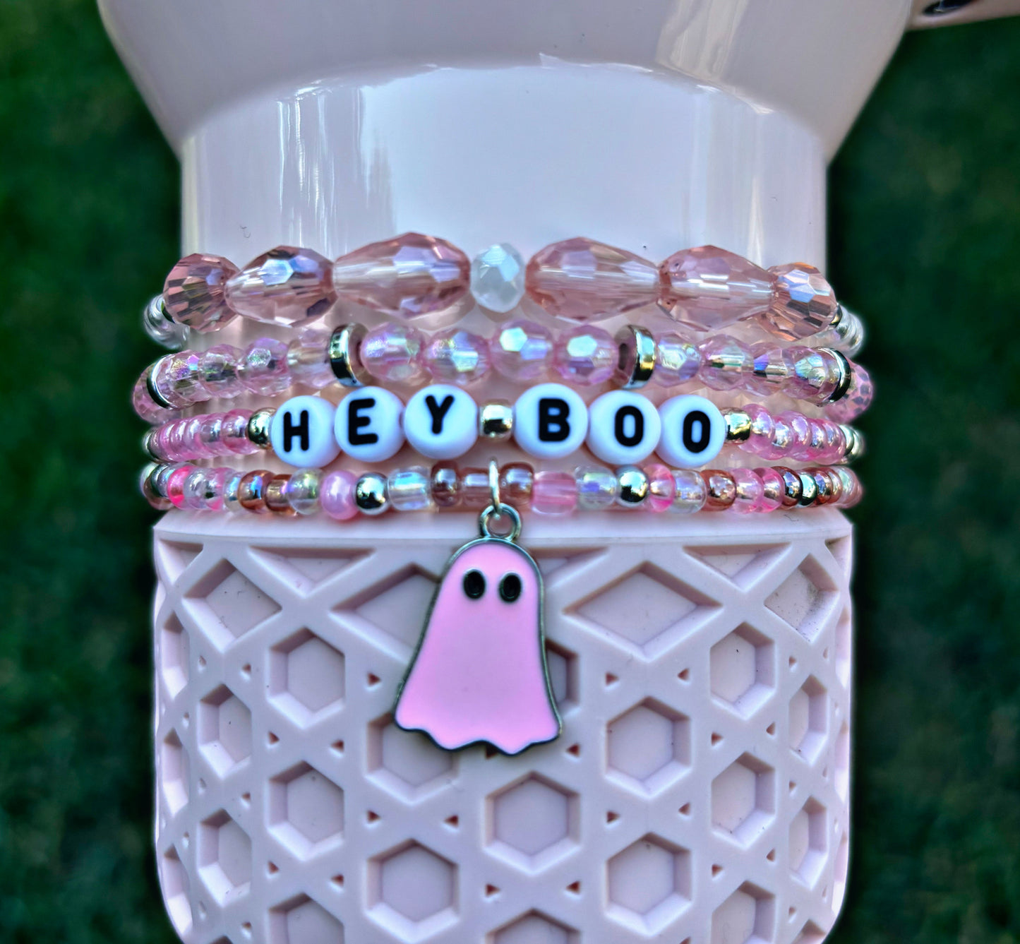 Pink Hey Boo Cup Bracelets