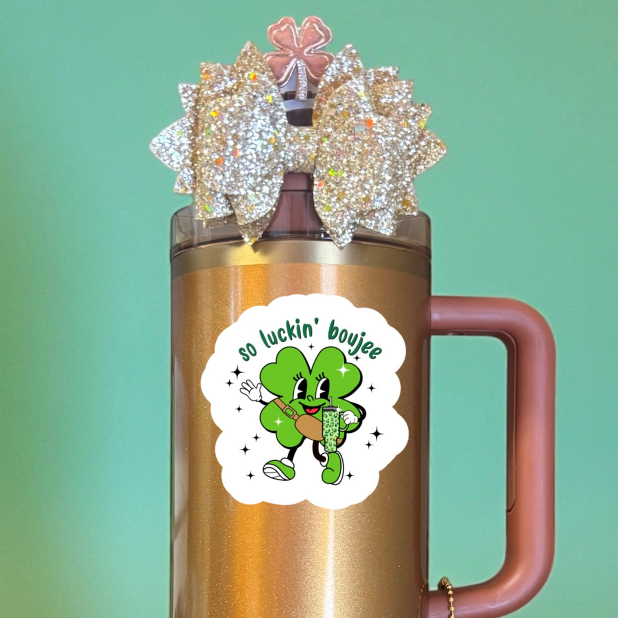 Aimant pour gobelet représentant un Père Noël léopard