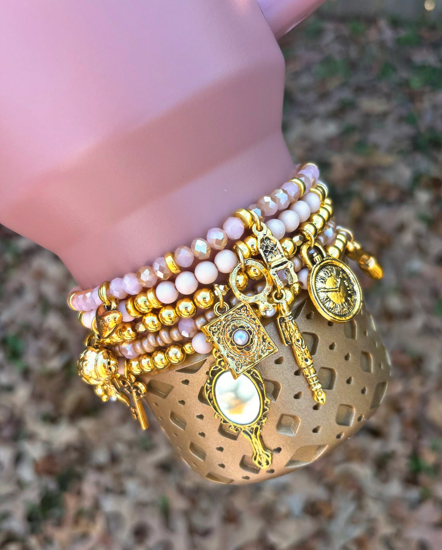 Antique Pink Cup Bracelets Fall Refresh